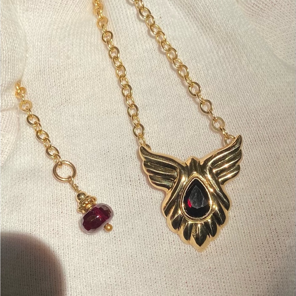 14kt Art Deco Garnet Pendant/Necklace